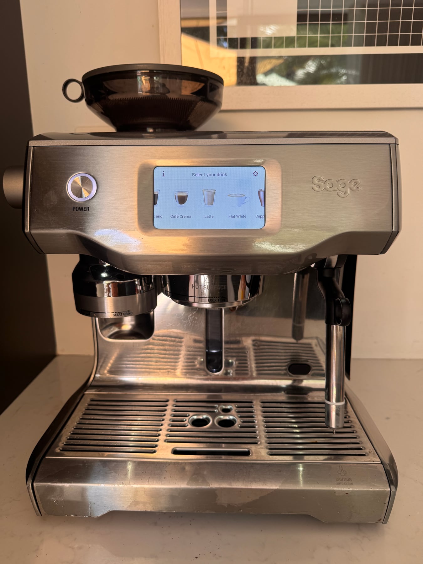 Front view of Ben Murrell's Sage-branded Oracle Touch, sold as the Breville Oracle Touch in Australia